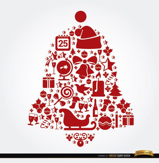 Elementos de navidad en forma de campana Elementos de navidad en forma de campana