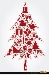 Elementos navideños en forma de árbol