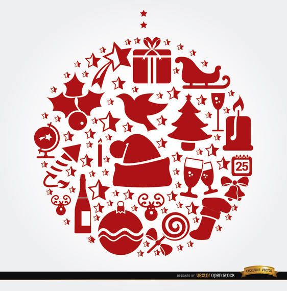 Símbolos de Navidad colgando en forma de bola Símbolos de Navidad colgando en forma de bola