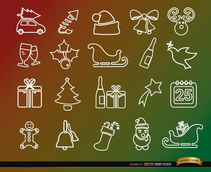 20 Christmas holidays line icons 20 Christmas holidays line icons