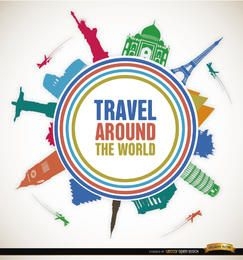 Travel world landmarks promo