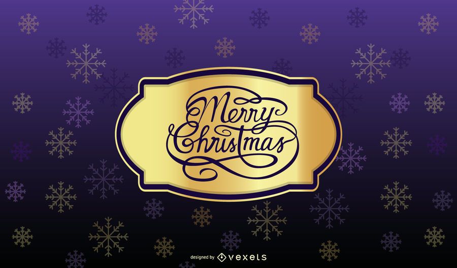 Purple Xmas Card with Golden Badge Purple Xmas Card with Golden Badge