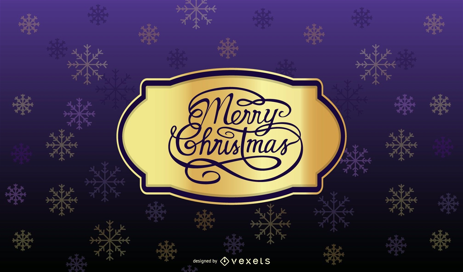Purple Xmas Card with Golden Badge