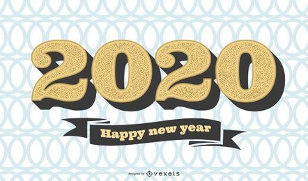 Patrón circular 2020 Saludo de año nuevo vintage