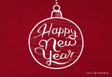 Tipografía de año nuevo dentro de adorno navideño Tipografía de año nuevo dentro de adorno navideño