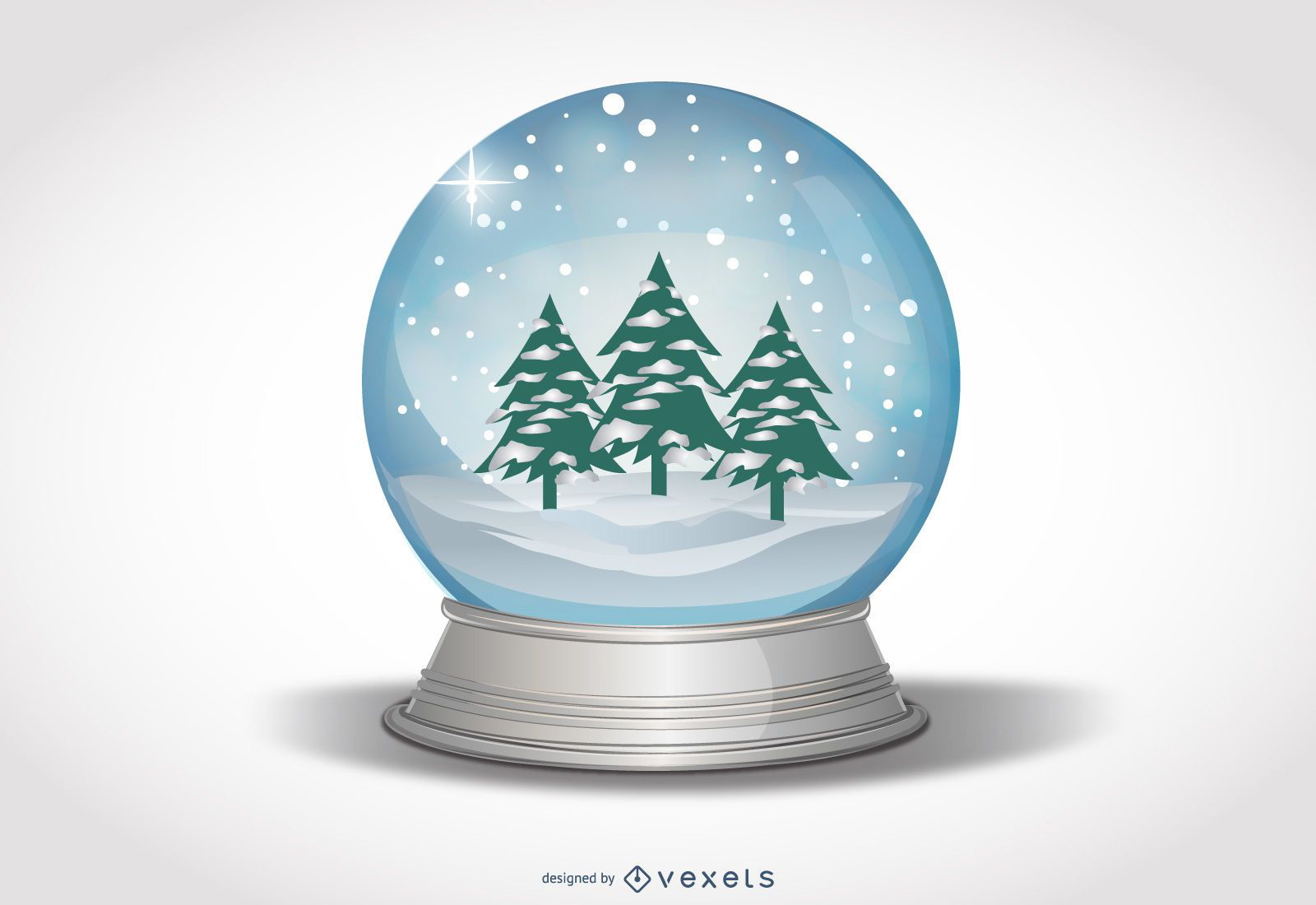 Snow Globe With Xmas Trees & Snowy Landscape - Vector Download