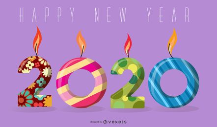 New Year 2020 Candle Lights Greeting Design New Year 2020 Candle Lights Greeting Design