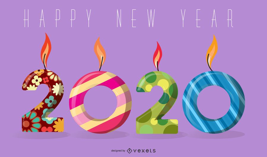 Ano Novo 2020 Candle Lights Greeting Design Ano Novo 2020 Candle Lights Greeting Design