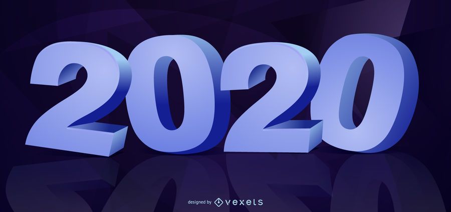 Tipografia 3D de Ano Novo 2020 Tipografia 3D de Ano Novo 2020