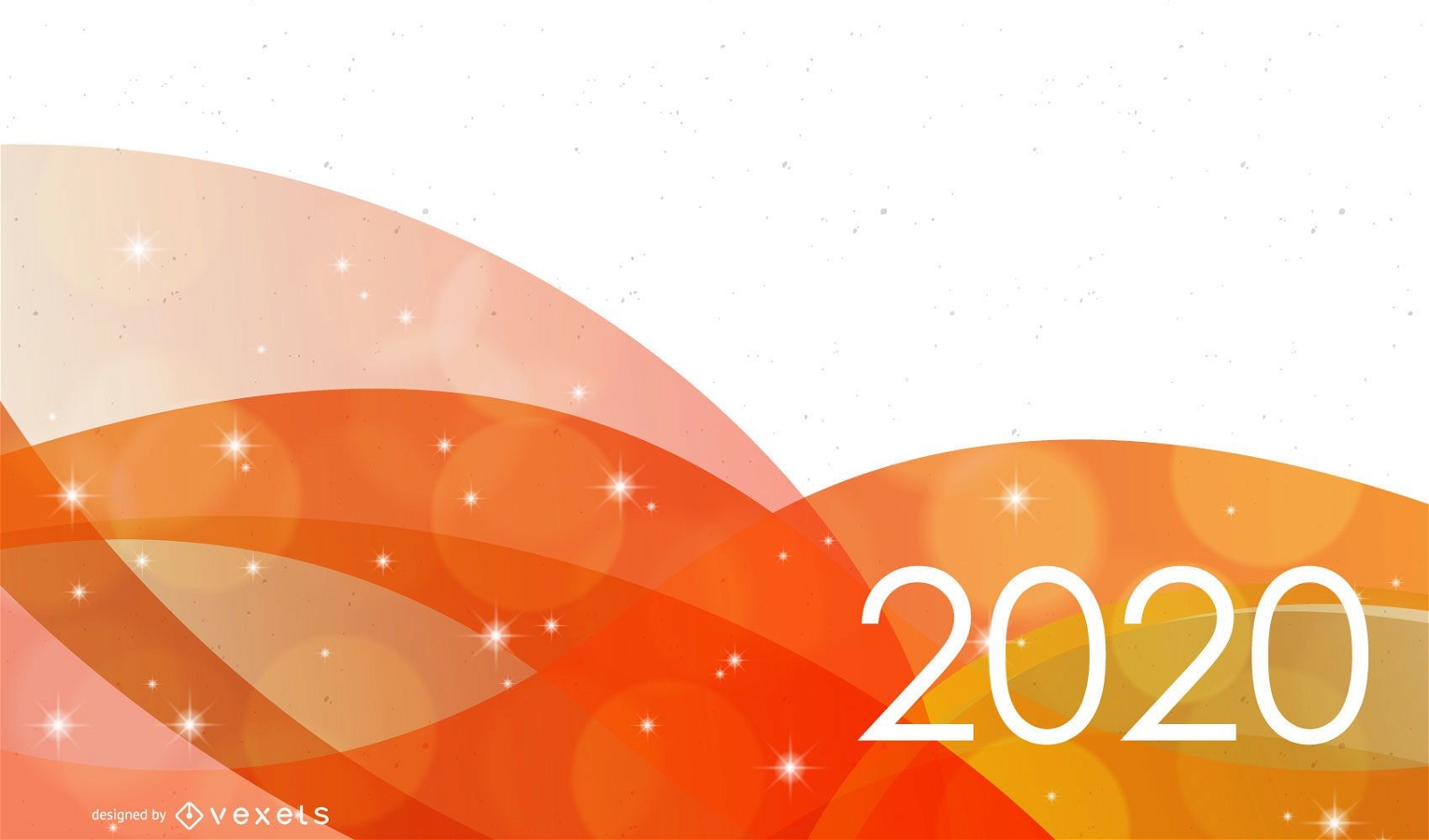 2020 Neujahrshintergrund mit orangen Wellen