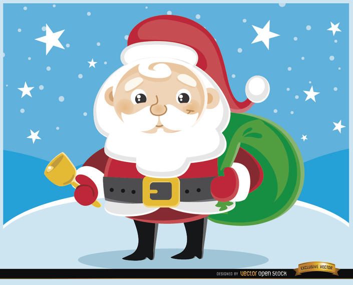 Cartoon Santa Claus cowbell Cartoon Santa Claus cowbell
