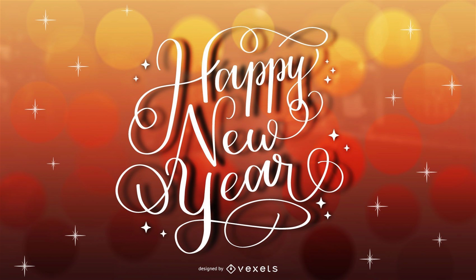Creative New Year Gold Typography Red Background