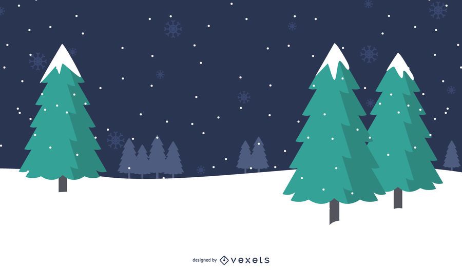Fondo de Navidad con árboles en copos de nieve Fondo de Navidad con árboles en copos de nieve