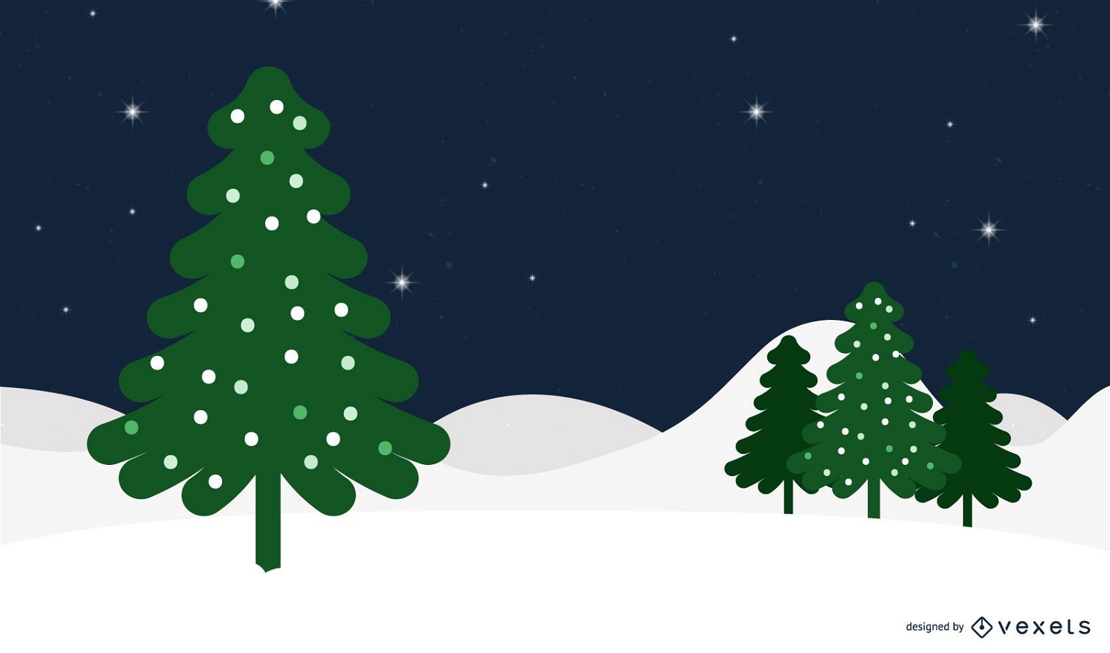 Funky Snowy Christmas Background com uma árvore de Natal