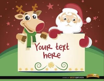Mensagem do cartão de Natal da rena do Papai Noel