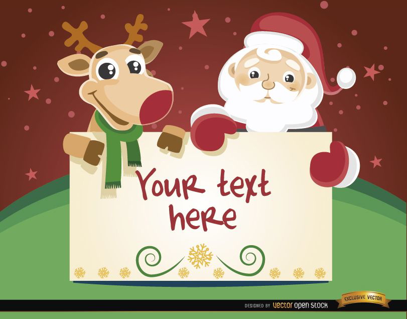 Santa reindeer Christmas card message