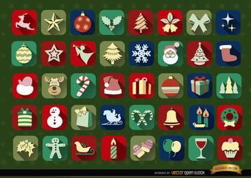 40 ícones quadrados de Natal