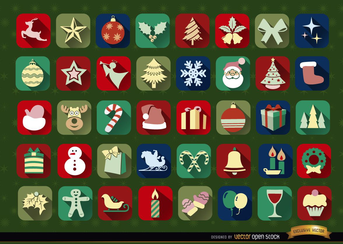 40 iconos de Navidad cuadrados