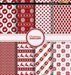 8 Weihnachten nahtlose Muster rot weiß