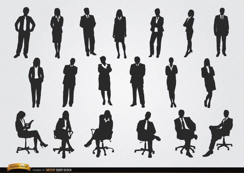 Standing sitting executive men women Standing sitting executive men women