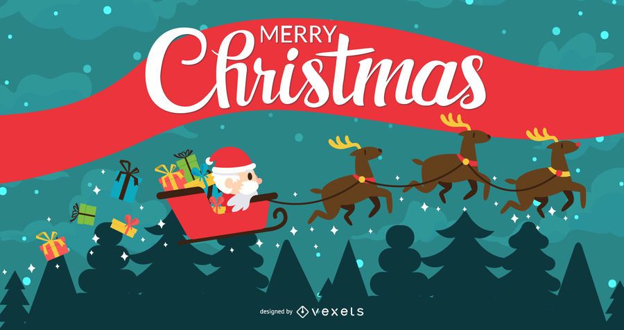 Banner de cinta plana debajo de árboles de Navidad Banner de cinta plana debajo de árboles de Navidad