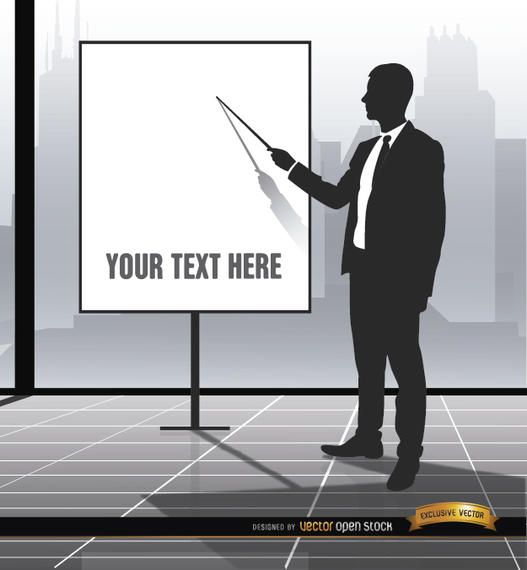 Executive pointing presentation screen Executive pointing presentation screen
