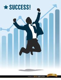 Businessman jumping success chart Businessman jumping success chart