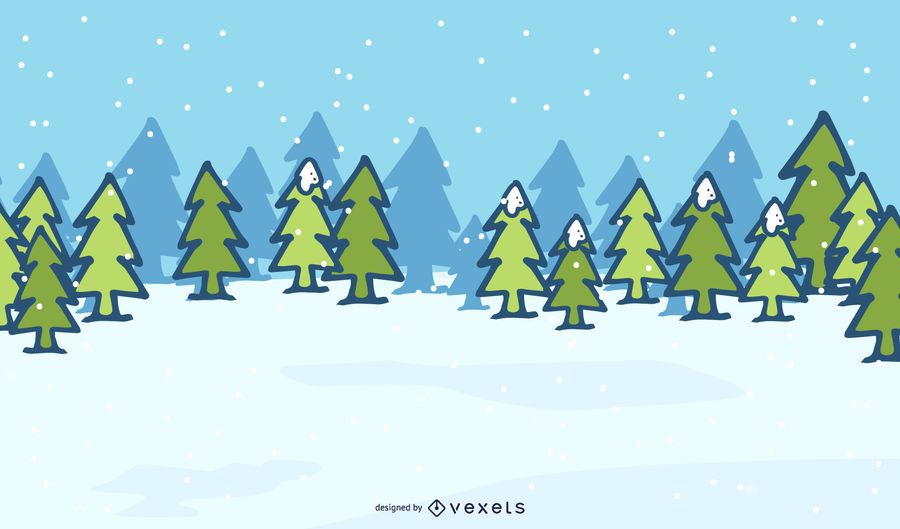 Xmas Trees on Snowy Landscape Background Xmas Trees on Snowy Landscape Background