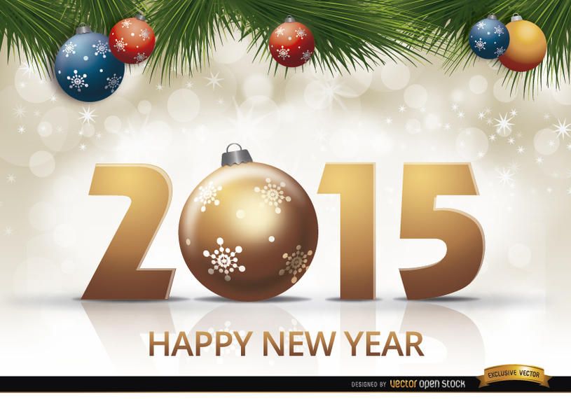 2015 new year balls pine leaves 2015 new year balls pine leaves