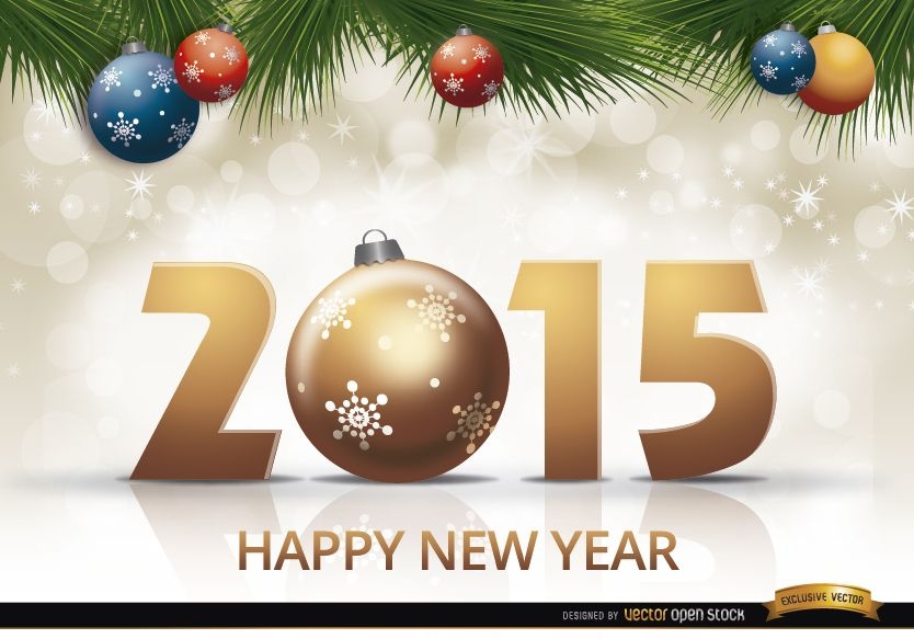 2015 Neujahrskugeln Kiefernblätter