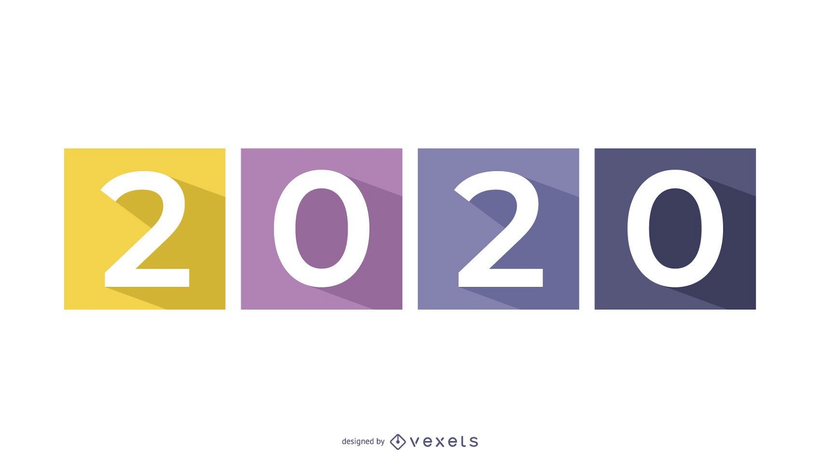 Long Shadowed 2015 em quadrados coloridos separados