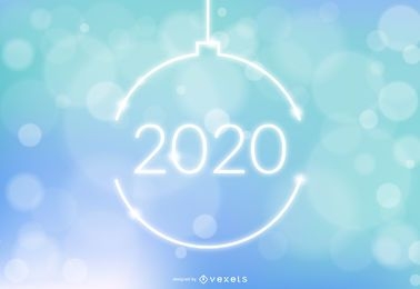 New Year Ball on Colorful Bokeh Background