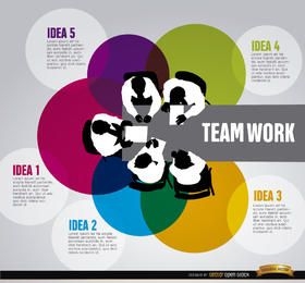 Infografía de trabajo en equipo empresarial