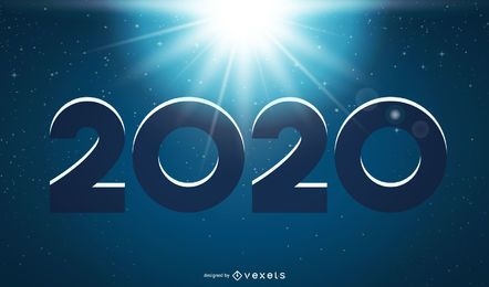 Ano novo de 2020 com fundo noite brilhante
