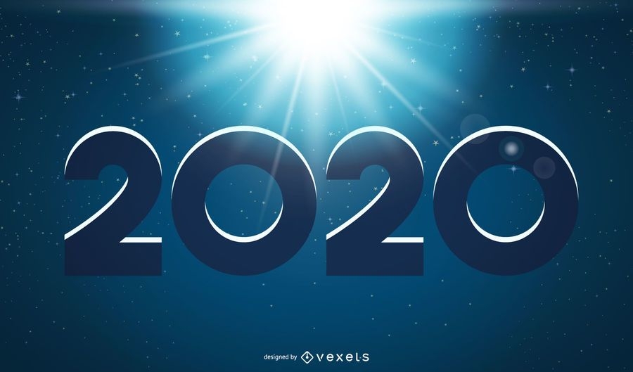 2020 New Year on Glowing Night Background - Vector download