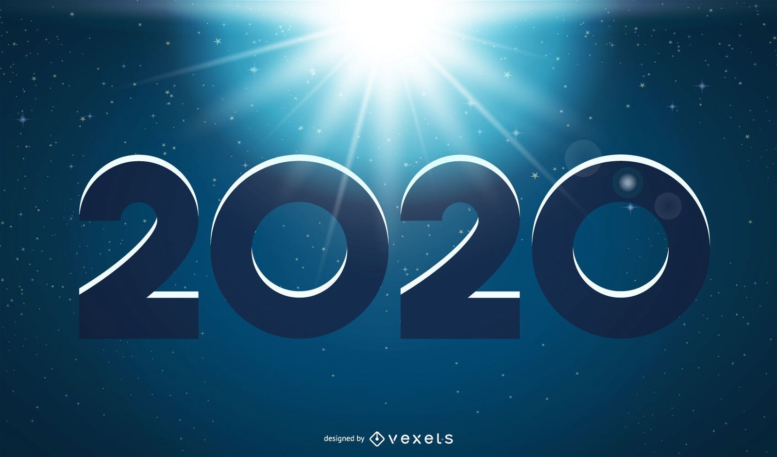 2020 New Year on Glowing Night Background