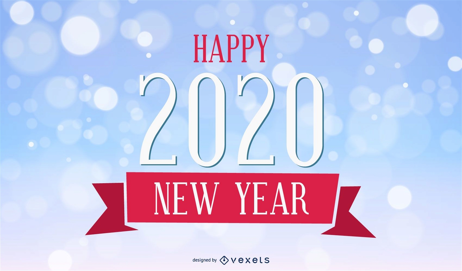 2020 Vintage New Year Card on Bokeh Background