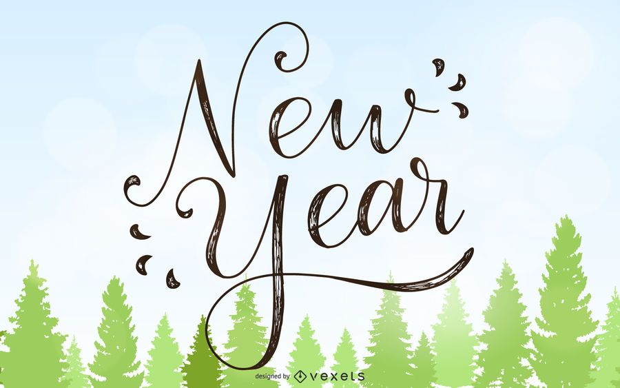 Vintage 2015 New Year Card with Xmas Trees Vintage 2015 New Year Card with Xmas Trees