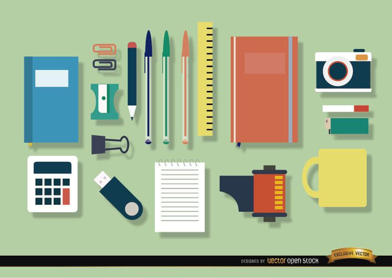 Office objects icon set Office objects icon set