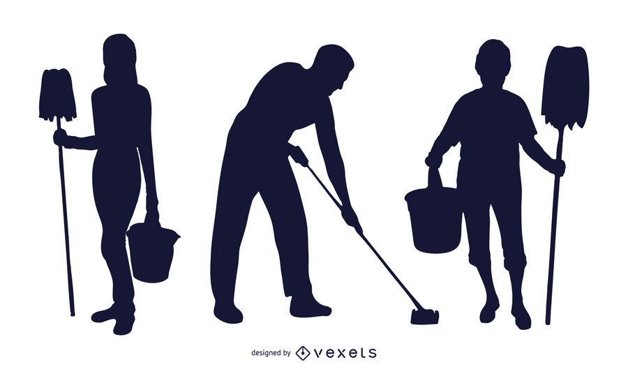 Black & White Silhouette Cleaner Profession Pack Black & White Silhouette Cleaner Profession Pack