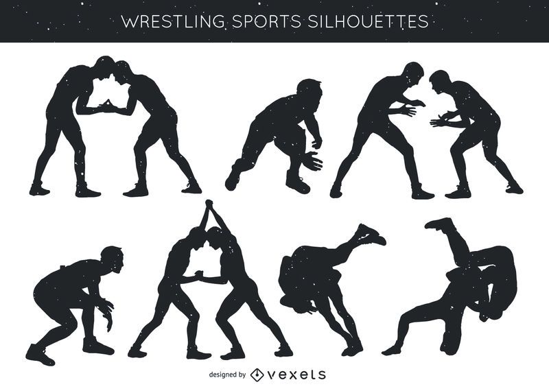 Silhueta de pacote de esportes de wrestling Silhueta de pacote de esportes de wrestling