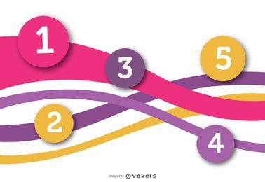 Multicolored Numbered Circles on Wave Infographic Multicolored Numbered Circles on Wave Infographic