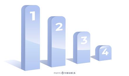 Plantilla de infografía gráfico gris 3D creciente Plantilla de infografía gráfico gris 3D creciente