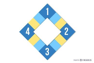 Flat Diamond Layout Colorful Squares Infographic