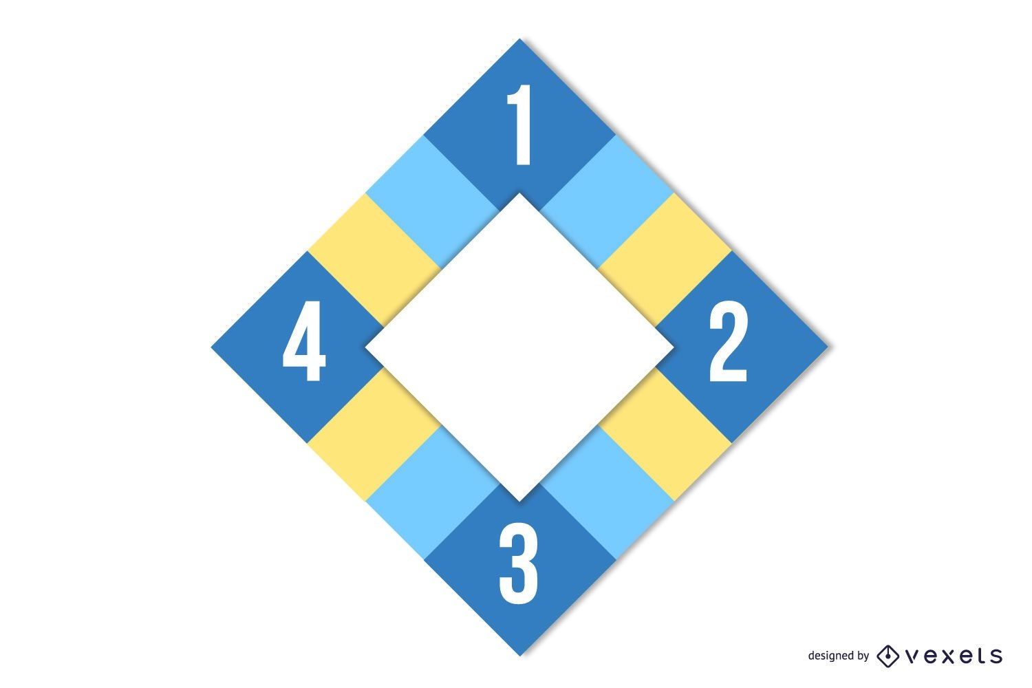 Infografía de cuadrados coloridos de diseño plano de diamante