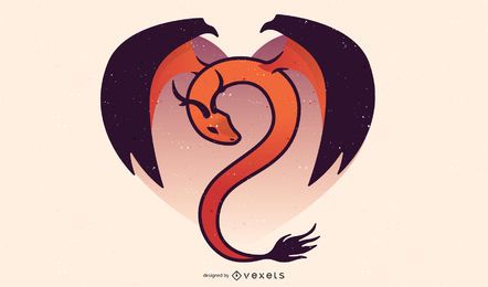 Diseño de corazón de dragón