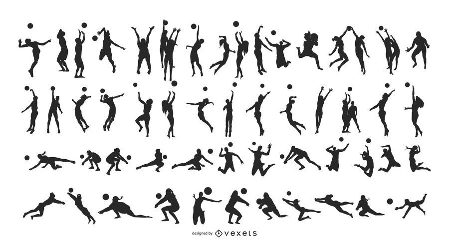Male & Female Volleyball Player Pack Silhouette Male & Female Volleyball Player Pack Silhouette