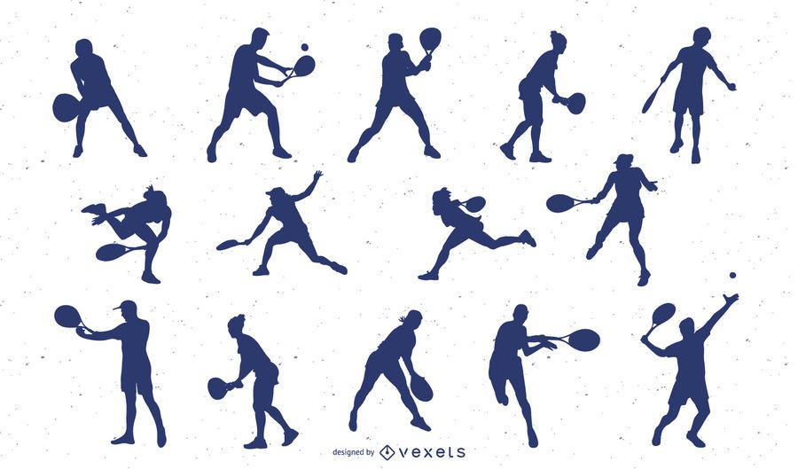 Pacote de silhueta de jogador de tênis masculino e feminino Pacote de silhueta de jogador de tênis masculino e feminino