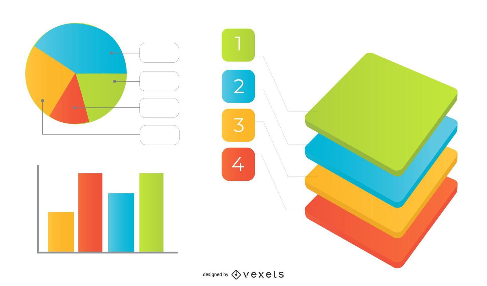 4 Multicolored Squares Infographic