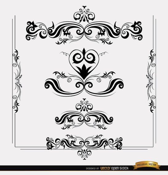 Floral e redemoinhos ornamentos de forma Floral e redemoinhos ornamentos de forma